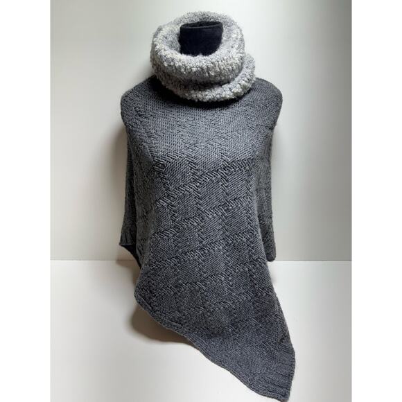 Cocogio Gray Cowl Neck Chunky Knit Poncho Sweater Made In Italy Wool Alpaca - Picture 1 of 8